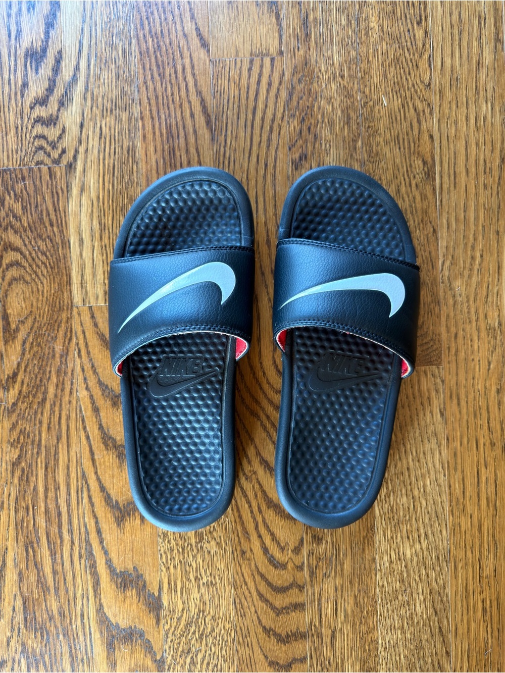 Nike Black Slide Sandals with White Swoosh